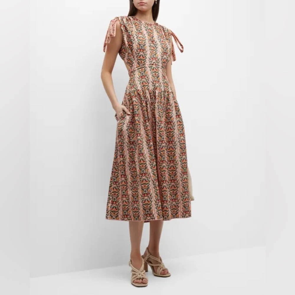 Agua Bendita Floral Sleeveless Midi Dress